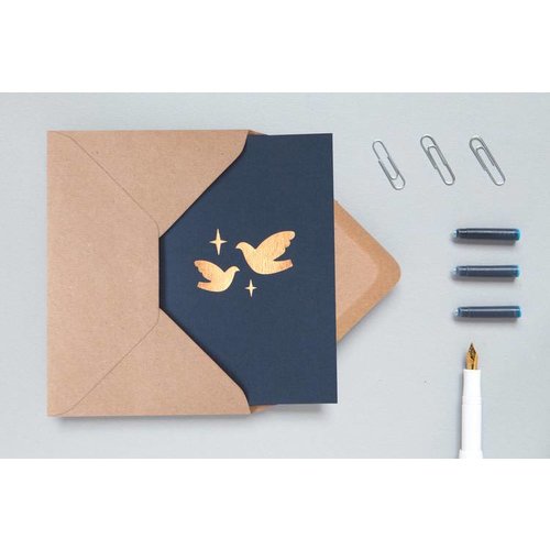 Ola Foil Blocked Cards: Two Doves Navy/Rose Gold Ola Foil Blocked Cards: Two Doves Navy/Rose Gold