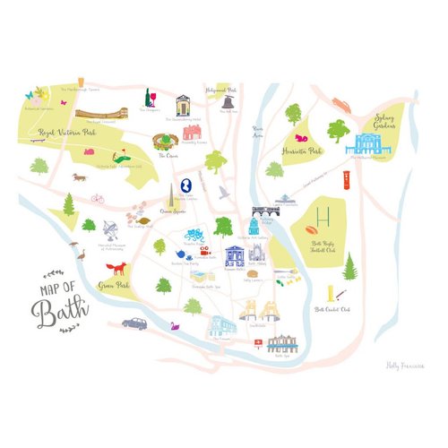 Holly Francesca Map of Bath - A3 Holly Francesca Map of Bath - A3