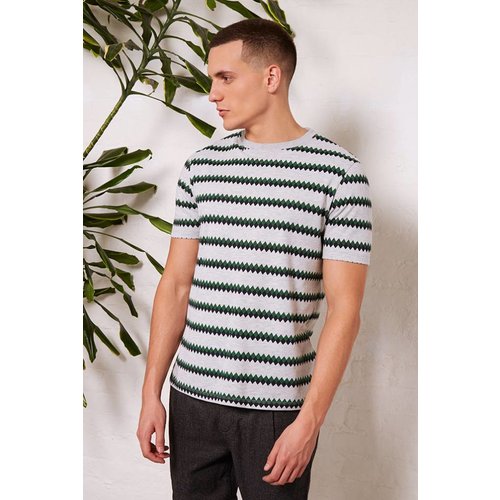 HYMN London 'JONESY' Printed Geometric Striped T-Shirt - Small HYMN London 'JONESY' Printed Geometric Striped T-Shirt - Small