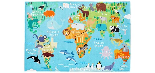 Torino Kindervloerkleed 120x170 Wereld Map Obsession Torino Kindervloerkleed 120x170 Wereld Map