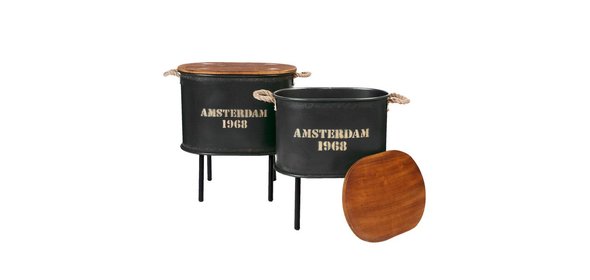 Mabel Bijzettafel Set Ovaal Zwart Clayre en Eef Mabel Bijzettafel Set Ovaal Zwart