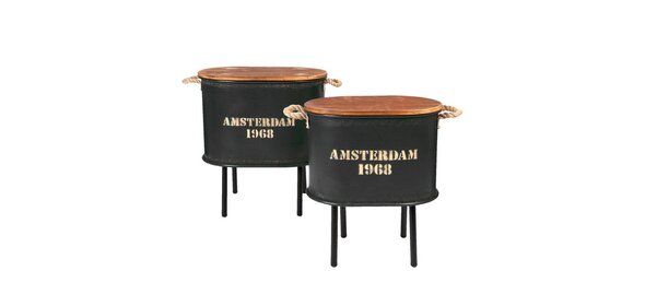 Mabel Bijzettafel Set Ovaal Zwart Clayre en Eef Mabel Bijzettafel Set Ovaal Zwart