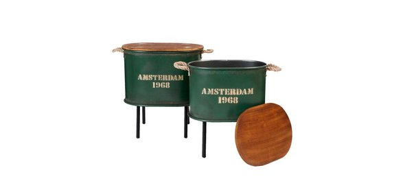 Mabel Bijzettafel Set Ovaal Groen Clayre en Eef Mabel Bijzettafel Set Ovaal Groen