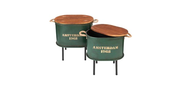 Mabel Bijzettafel Set Ovaal Groen Clayre en Eef Mabel Bijzettafel Set Ovaal Groen