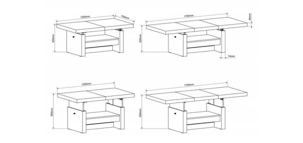 Aversa Salontafel Santana Eiken Hubertus Meble Aversa Salontafel Santana Eiken