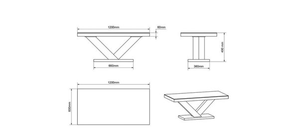 Victoria mini Salontafel HG Wengé/Walnoot Hubertus Meble Victoria mini Salontafel HG Wengé/Walnoot