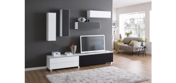 Fresh en Stick TV Wandmeubel Wit/Zwart Maja Moebel Fresh en Stick TV Wandmeubel Wit/Zwart