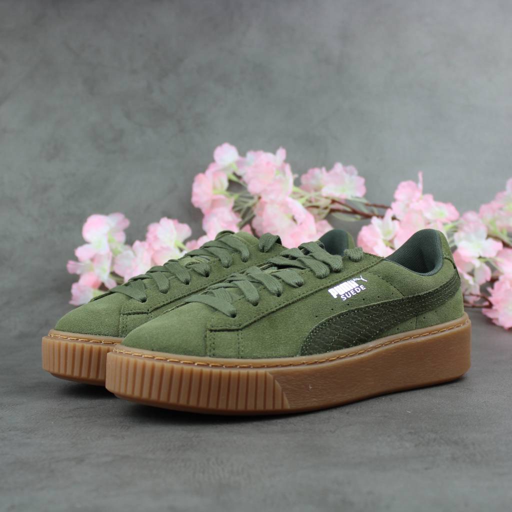 puma suede platform green