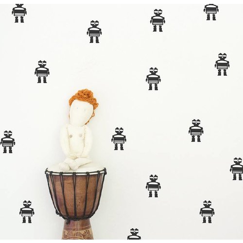 Muursticker Robbie Robot 36 stuks Zwart Muursticker Robbie Robot 36 stuks Zwart