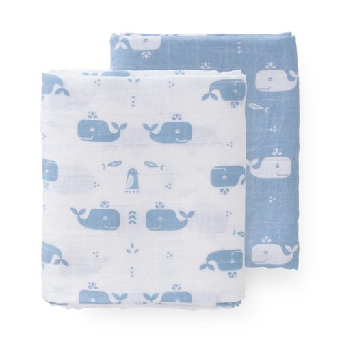 Fresk Fresk hydrofieldoeken set 2 stuks 120 x 120 cm Whale blue Fresk Fresk hydrofieldoeken set 2 stuks 120 x 120 cm Whale blue