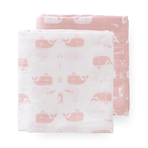 Fresk Fresk hydrofieldoeken set 2 stuks 120 x 120 cm Whale pink Fresk Fresk hydrofieldoeken set 2 stuks 120 x 120 cm Whale pink