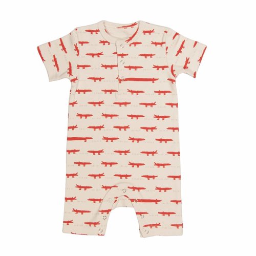 Trixie Trixie Onesie - Jumpsuit Red Crocodile korte mouwen Trixie Trixie Onesie - Jumpsuit Red Crocodile korte mouwen