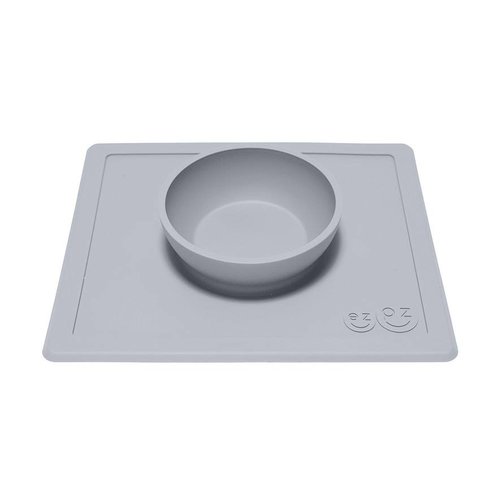 EZPZ EZPZ Happy bowl Placemat & bowl in one Pewter/ Lichtgrijs EZPZ EZPZ Happy bowl Placemat & bowl in one Pewter/ Lichtgrijs