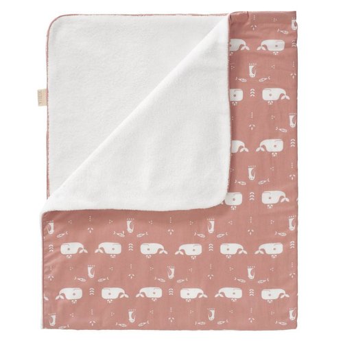 Fresk Fresk Babydeken katoen/velours Whale Pink 80x100 cm Fresk Fresk Babydeken katoen/velours Whale Pink 80x100 cm