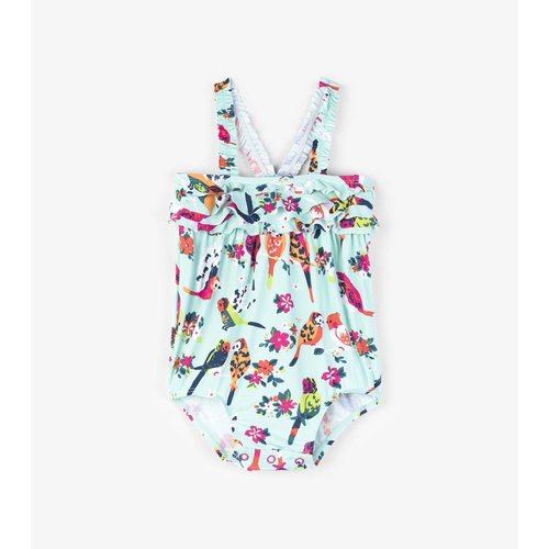 Hatley Tropical birds Baby badpak Ruche met UV bescherming factor 50+ Hatley Tropical birds Baby badpak Ruche met UV bescherming factor 50+