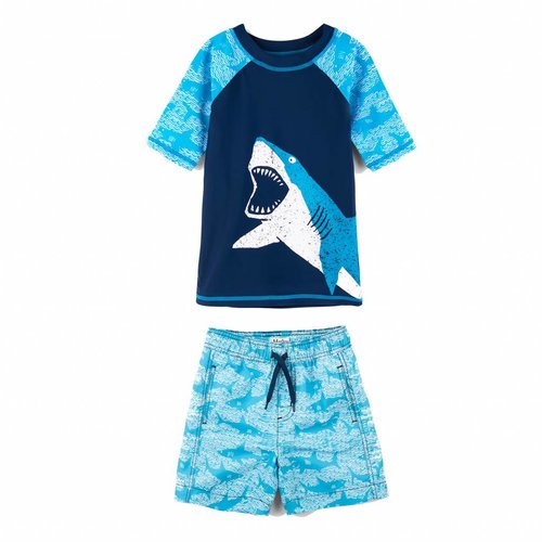 Hatley Shark Alley Mini Rashguard set shorts & shirt 2 - 3 jaar Hatley Shark Alley Mini Rashguard set shorts & shirt 2 - 3 jaar