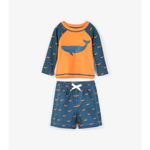 Hatley Tiny whales Mini Rashguard set shorts & shirt 0 - 24 m Hatley Tiny whales Mini Rashguard set shorts & shirt 0 - 24 m