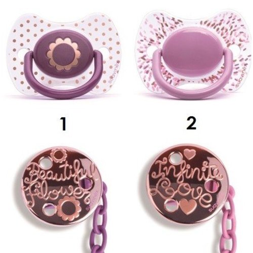 Suavinex Suavinex speen met speenketting Girl HauteCouture +4 m Suavinex Suavinex speen met speenketting Girl HauteCouture +4 m