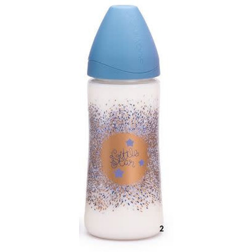 Suavinex Suavinex Haute Couture 3 fase fles 360 ml Lichtblauw Suavinex Suavinex Haute Couture 3 fase fles 360 ml Lichtblauw