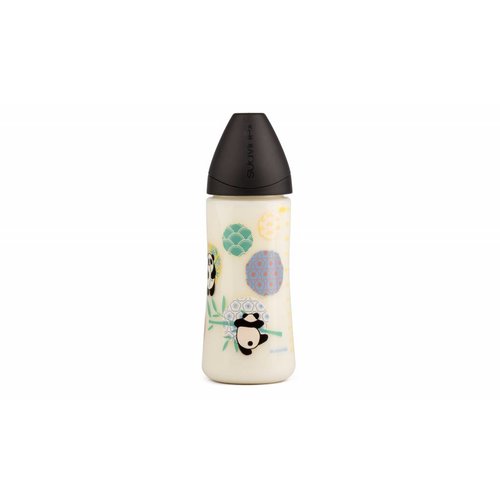 Suavinex Suavinex fles Panda 360 ml Large siliconen anatomische speen en anti-krampjes systeem Zwart Suavinex Suavinex fles Panda 360 ml Large siliconen anatomische speen en anti-krampjes systeem Zwart