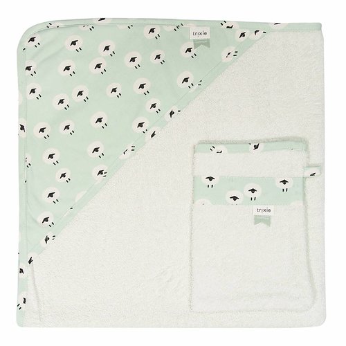 Trixie Trixie Badcape + washandje 90x90 cm Sheep Trixie Trixie Badcape + washandje 90x90 cm Sheep