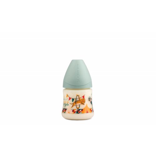 Suavinex Suavinex fles Circus 150 ml Small siliconen anatomische speen en anti-krampjes systeem Groen Suavinex Suavinex fles Circus 150 ml Small siliconen anatomische speen en anti-krampjes systeem Groen