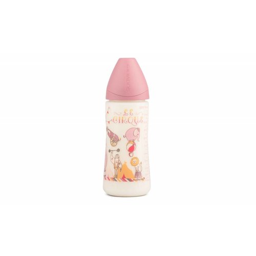 Suavinex Suavinex fles Circus 360 ml Large siliconen anatomische speen en anti-krampjes systeem Roze Suavinex Suavinex fles Circus 360 ml Large siliconen anatomische speen en anti-krampjes systeem Roze