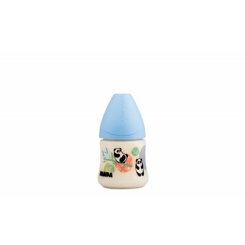 Suavinex Suavinex fles Panda 150 ml Small siliconen anatomische speen en anti-krampjes systeem Blauw Suavinex Suavinex fles Panda 150 ml Small siliconen anatomische speen en anti-krampjes systeem Blauw