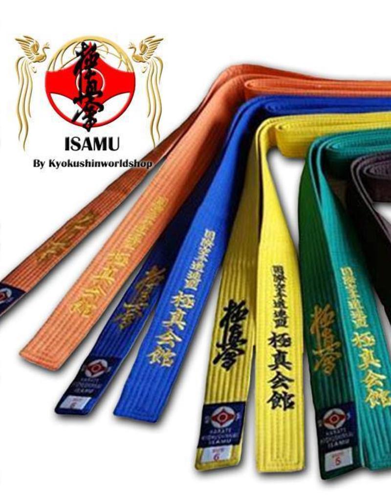 勇isamu Kyokushinkai Color Kyu Belt With Kanji Embroidery