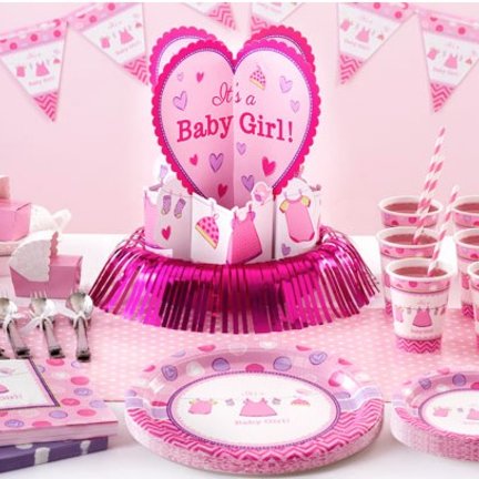 Baby girl roze feestartikelen & versiering