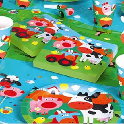 boerderij feestartikelen,een uniek feest thema met boerderij dieren en voertuigen.