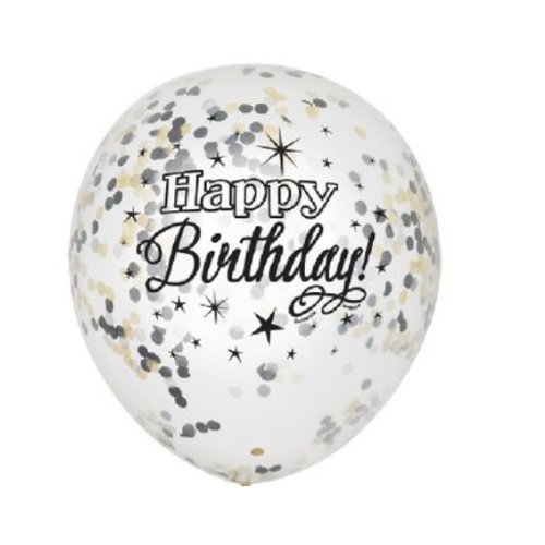 Happy birthday confetti ballonnen zwart Happy birthday confetti ballonnen zwart