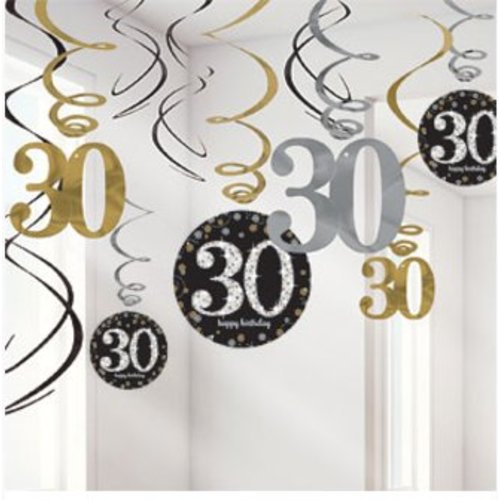 30 jaar slingers goud - zwart 30 jaar slingers goud - zwart