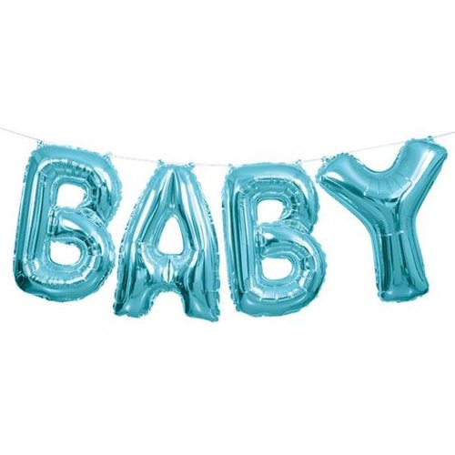 Baby tekst ballon slinger blauw Baby tekst ballon slinger blauw