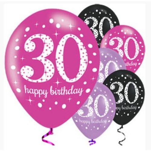 30 jaar ballonnen roze -zwart 30 jaar ballonnen roze -zwart