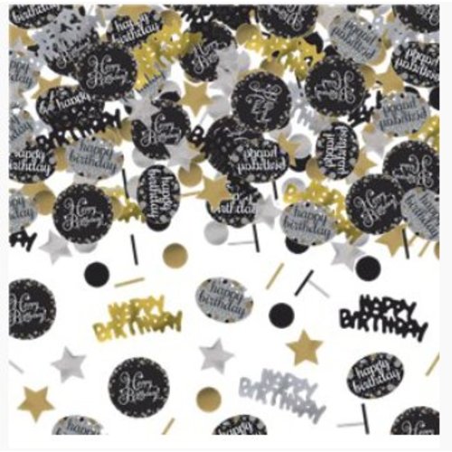 Happy birthday confetti goud zwart Happy birthday confetti goud zwart