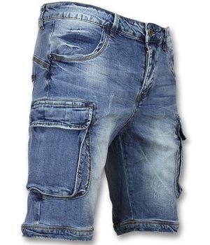 Grijze Heren Bermuda met Lichte Wassing - Black-Leo.nl