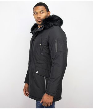 black fur winter jacket