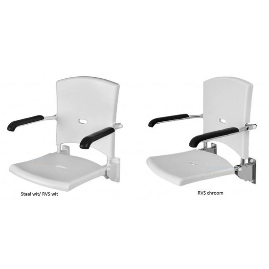 Douchezitting/douchestoel opklapbaar met rug- armleuning Jadacare Douchezitting/douchestoel opklapbaar met rug- armleuning