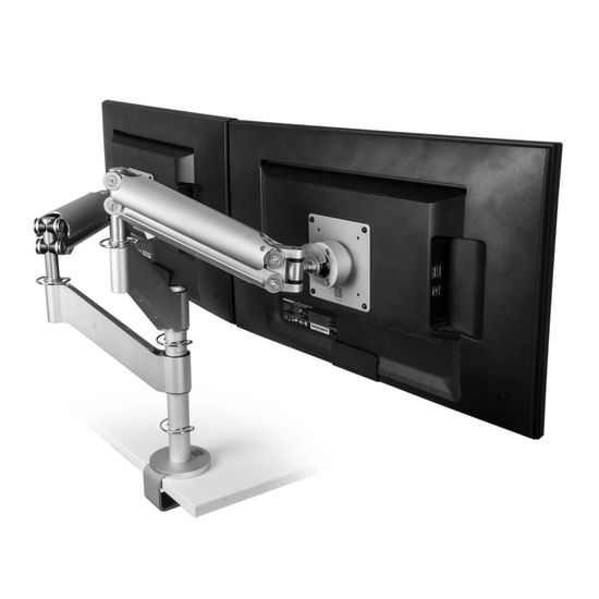 Caparo 3 Pro Twin Monitorarm, gasveer, 0-18 kg, zilver R-Go Tools Caparo 3 Pro Twin Monitorarm, gasveer, 0-18 kg, zilver