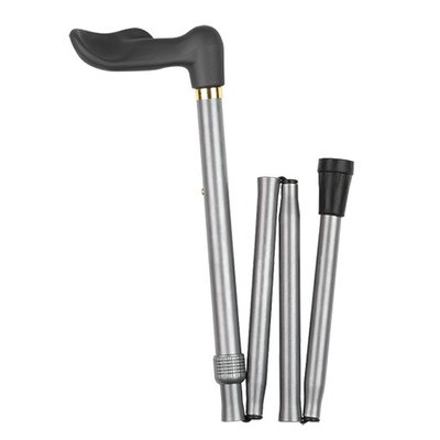 Ossenberg Opvouwbare wandelstok met soft anatomisch Fischer handvat - Zilver