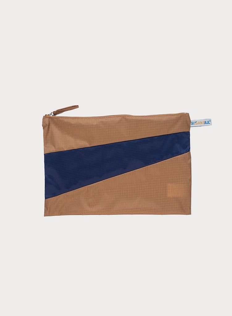 SUSAN BIJL Pouch Camel & Navy, without loops SUSAN BIJL Pouch Camel & Navy, without loops