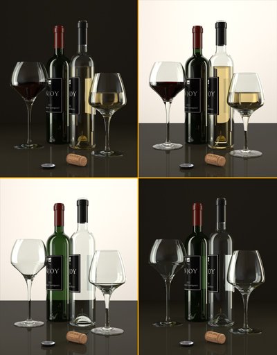 Wine bottles and glasses