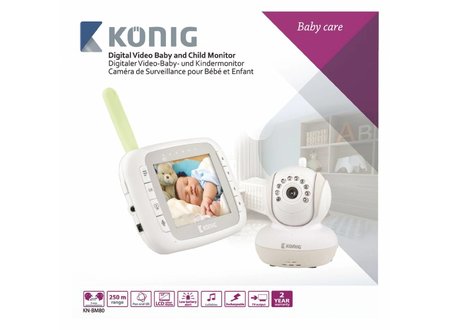 Babyfoon Audio/Video 2.4 GHz Wit/Grijs - Met monitor Konig Babyfoon Audio/Video 2.4 GHz Wit/Grijs - Met monitor