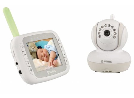 Babyfoon Audio/Video 2.4 GHz Wit/Grijs - Met monitor Konig Babyfoon Audio/Video 2.4 GHz Wit/Grijs - Met monitor