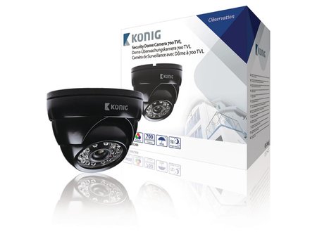 Dome Beveiligingscamera 700 TVL IP66 Zwart Konig Dome Beveiligingscamera 700 TVL IP66 Zwart