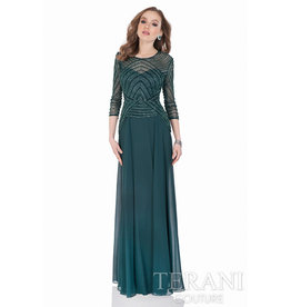 Sidney Leigh Terani green sequin gown