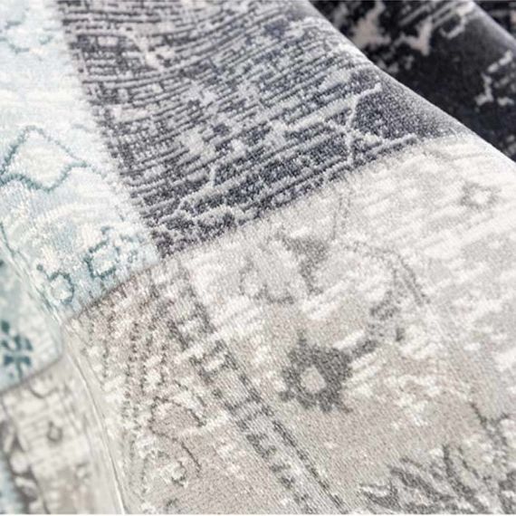 Lifa Living Vintage vloerkleed - Patchwork Grijs/Blauw