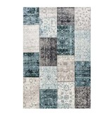 Lifa Living Vintage vloerkleed - Patchwork Grijs/Blauw Lifa Living Vintage vloerkleed - Patchwork Grijs/Blauw