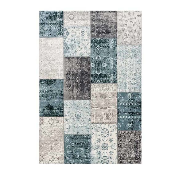 Lifa Living Vintage vloerkleed - Patchwork Grijs/Blauw